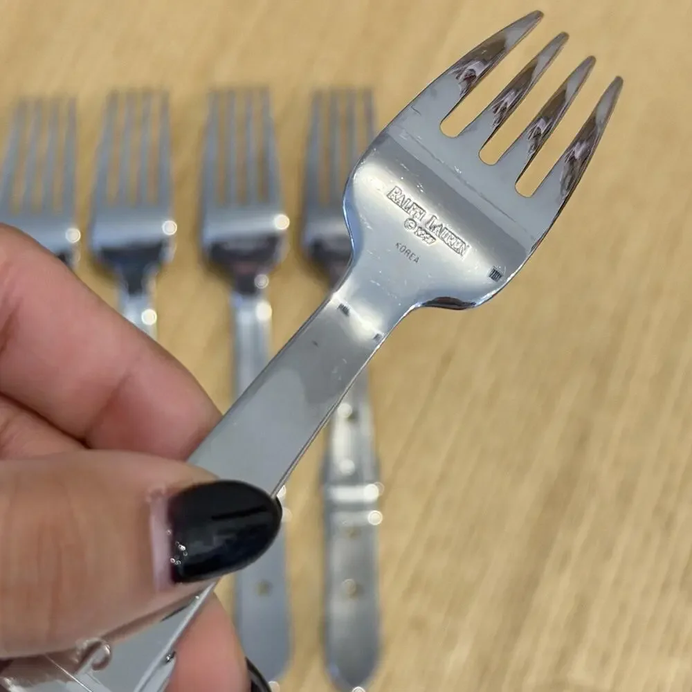 Vtg Ralph Lauren Highgate Silverware Set Of 6 Salad Forks Equestrian 1997 Korea